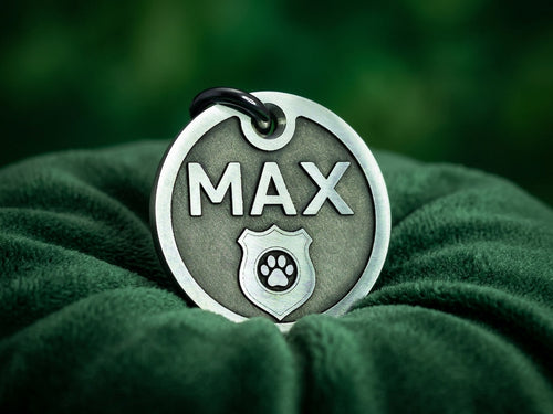 INMARK Badge pet tag - shield and paw engraving