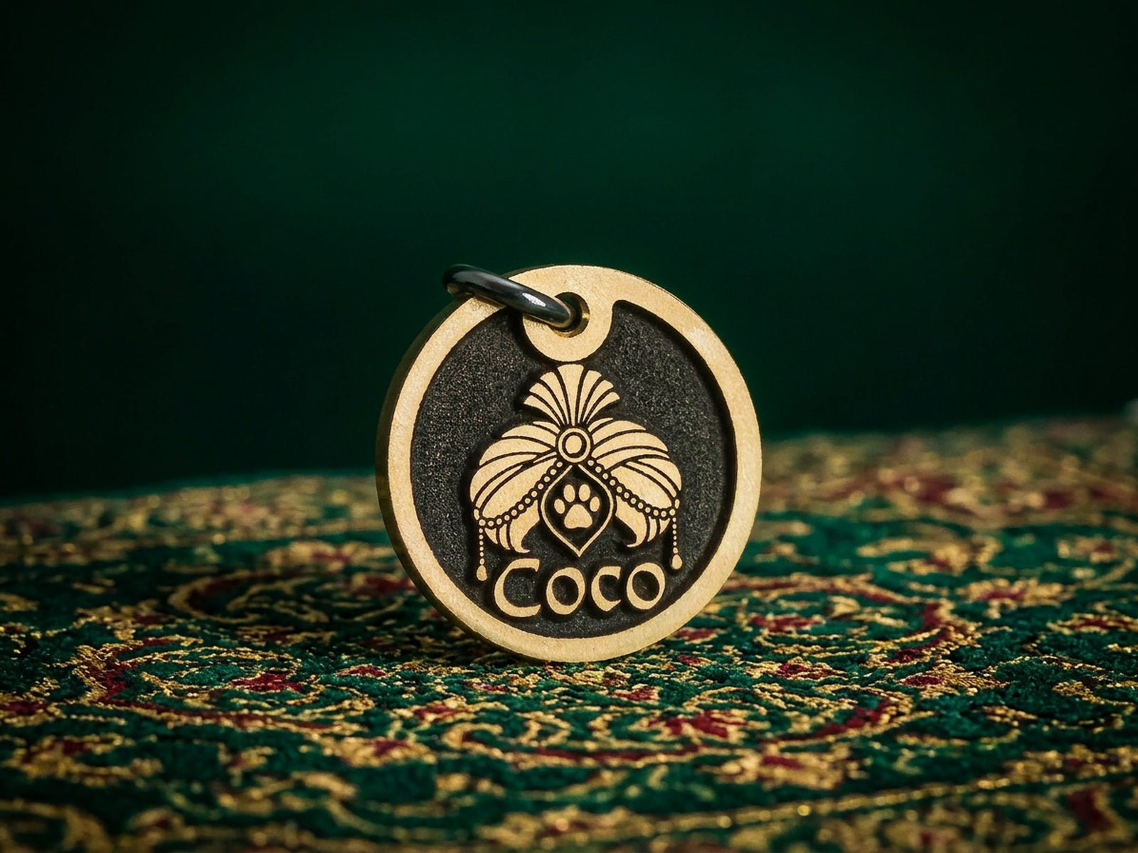 INMARK Coco pet tag - Art Deco feather engraving