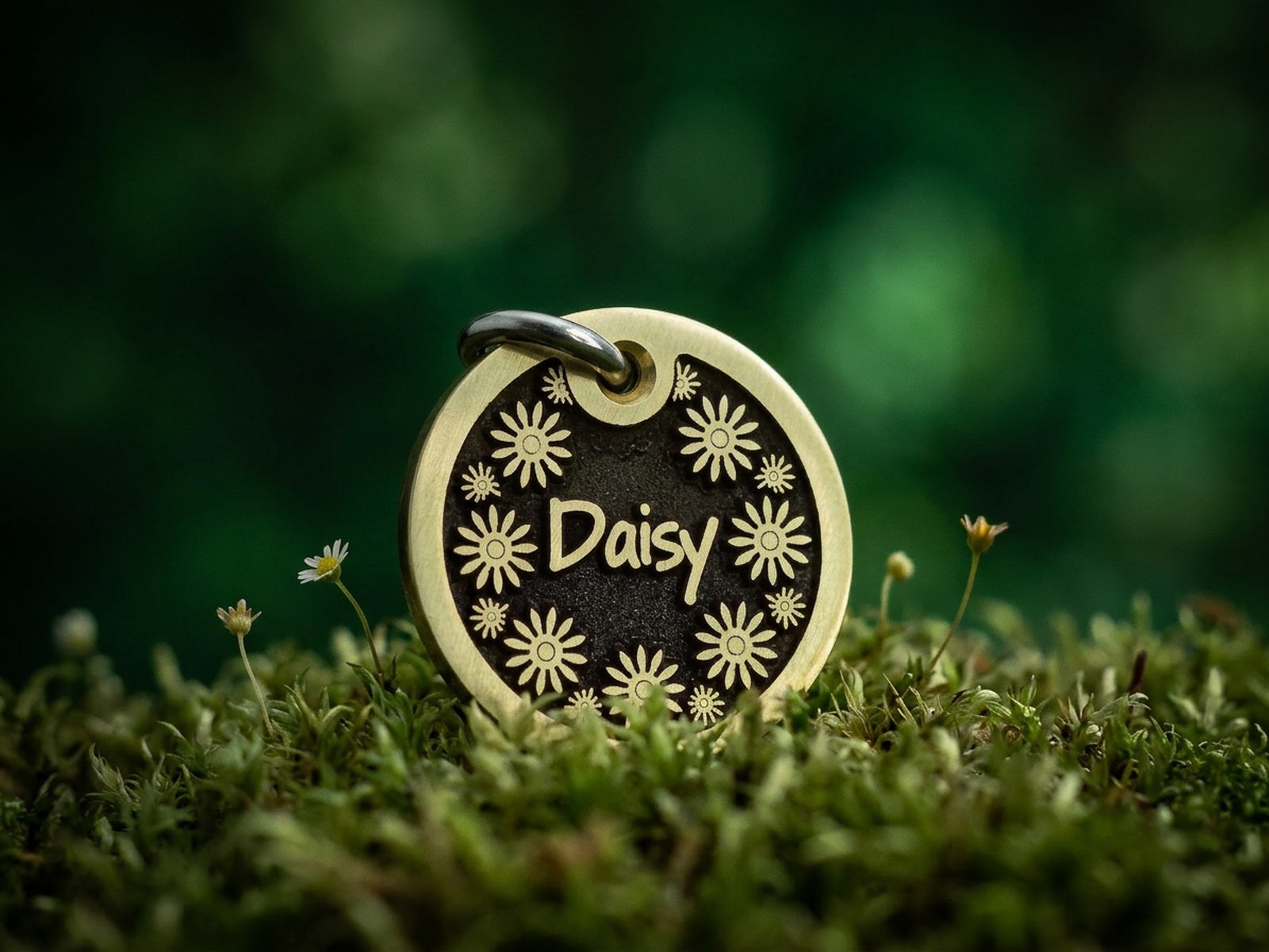 INMARK Daisy pet tag - daisy wreath engraving