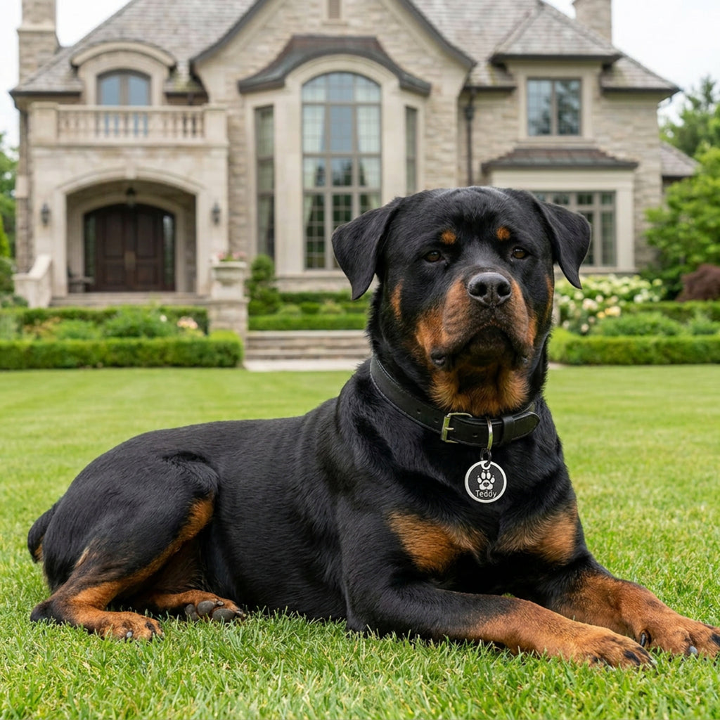 Rottweiler wearing INMARK Paw pet tag